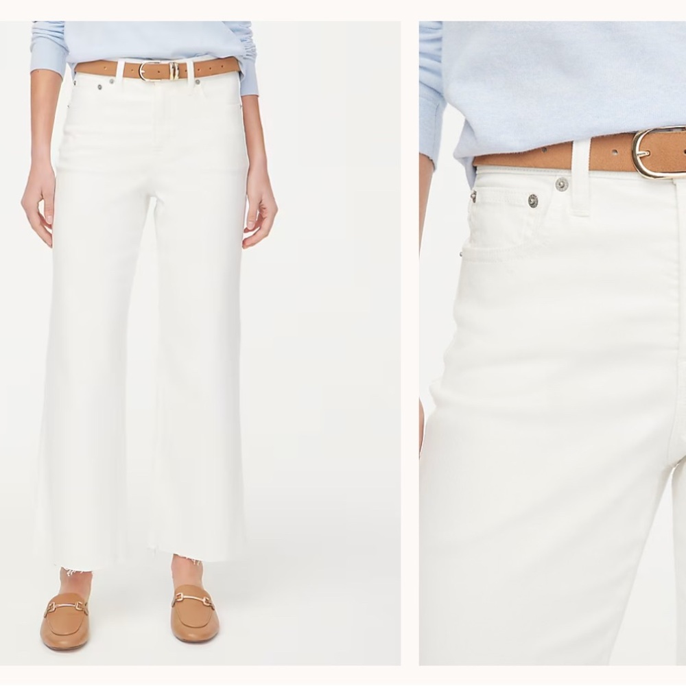 JCrew White Wide-Leg Crop Jean